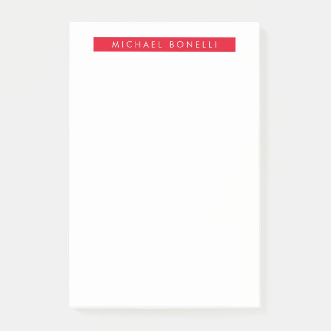 Simple Plain Minimalist Elegant Modern Red White Post-it Notes (Front)