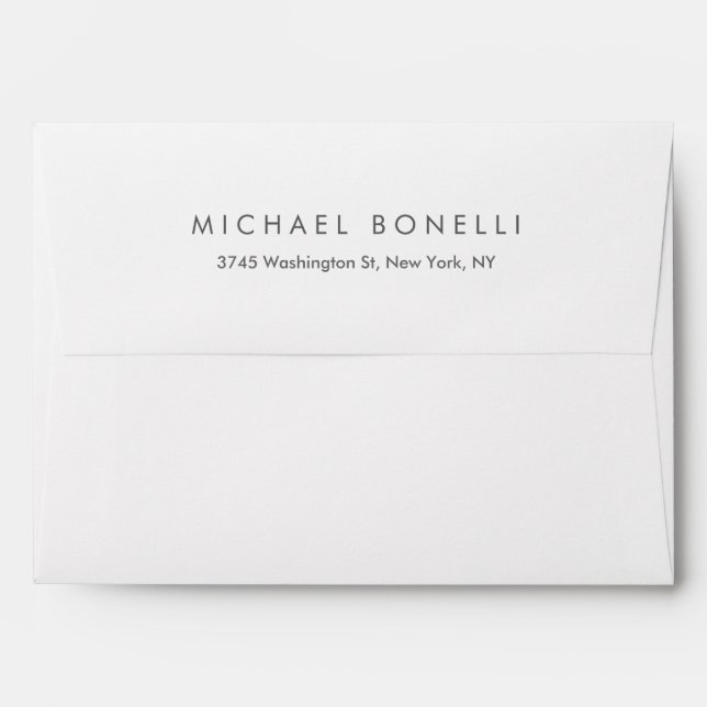 Simple Plain Minimalist Elegant Modern White Envelope (Back (Top Flap))