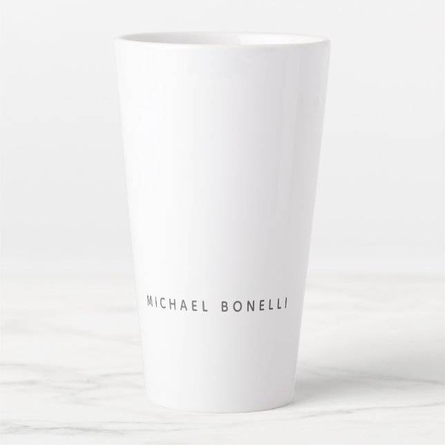 Simple Plain Minimalist Elegant Modern White Latte Mug (Front)