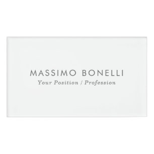Simple Plain Minimalist Elegant Modern White Name Tag