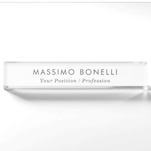 Simple Plain Minimalist Elegant Modern White Nameplate