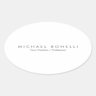 Simple Plain Minimalist Elegant Modern White Oval Sticker