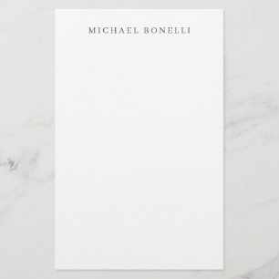 Simple Plain Minimalist Elegant Modern White Stationery