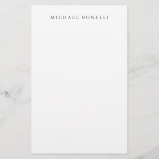 Simple Plain Minimalist Elegant Modern White Stationery