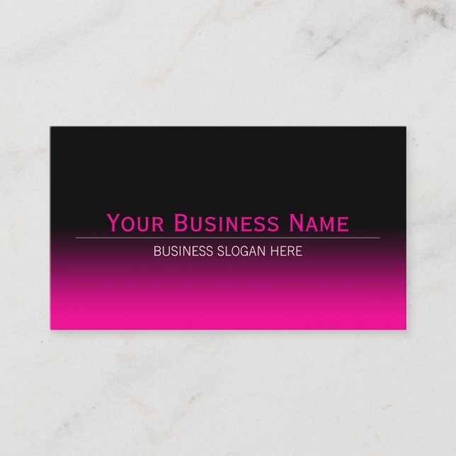 Simple Plain Modern Black & Hot Pink Gradient Business Card (Front)
