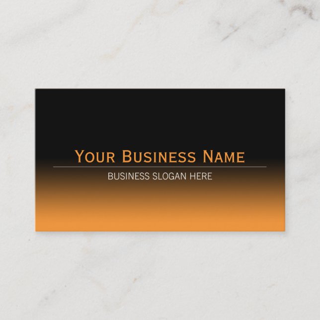 Simple Plain Modern Black & Orange Gradient Business Card (Front)