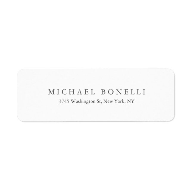 Simple Plain Modern Elegant Return Address Label (Front)