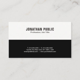 Simple Plain Modern Professional Black and White Business Card