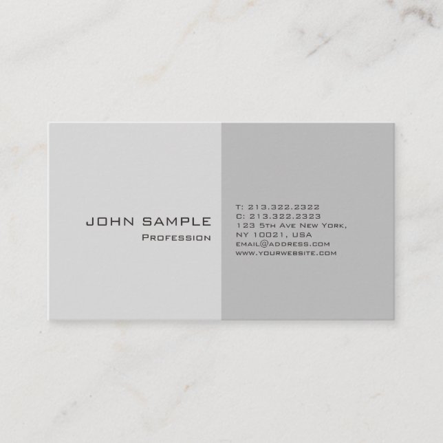 Simple Plain Modern Professional Elegant Grey Business Card (Front)
