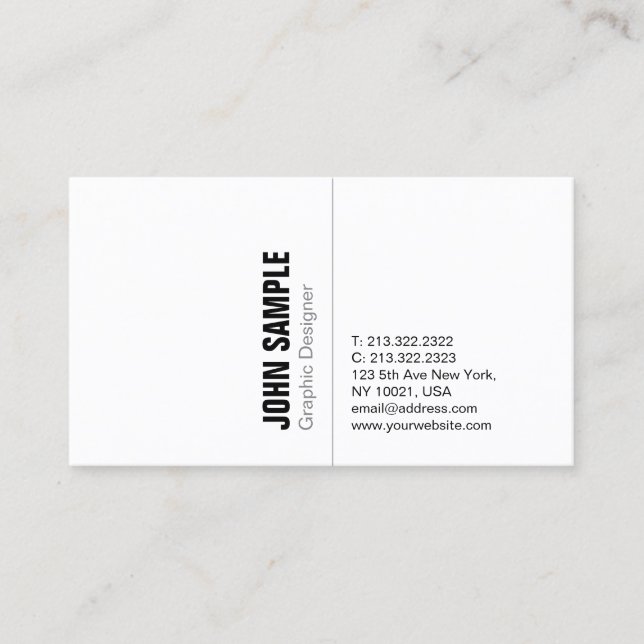 Simple Plain Modern Professional White Minimalist Business Card (Front)