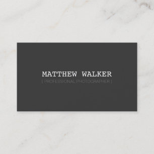 SIMPLE plain modern smart dark charcoal grey Business Card