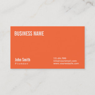 Simple Plain Orange Plumbing Business Card