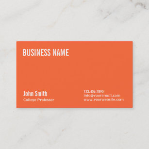 Simple Plain Orange Professor Business Card