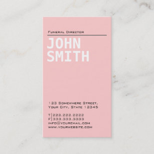 Simple Plain Pink Funeral Business Card