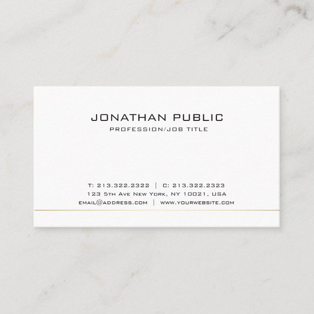 Simple Plain Professional Elegant White Modern Business Card (Front)