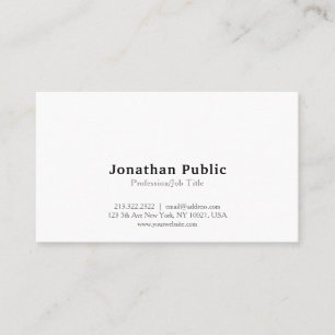 Simple Plain Professional Modern Elegant White Business Card