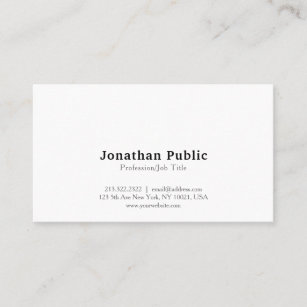 Simple Plain Professional Modern Elegant White Business Card