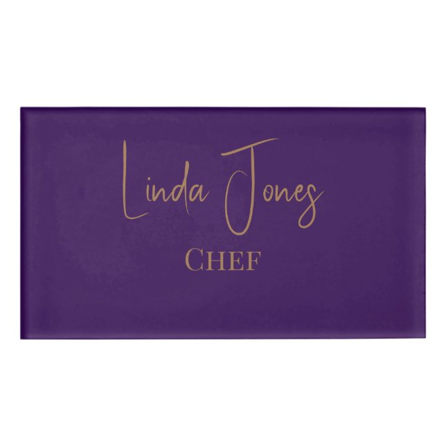 Simple plain purple name tag (Front)