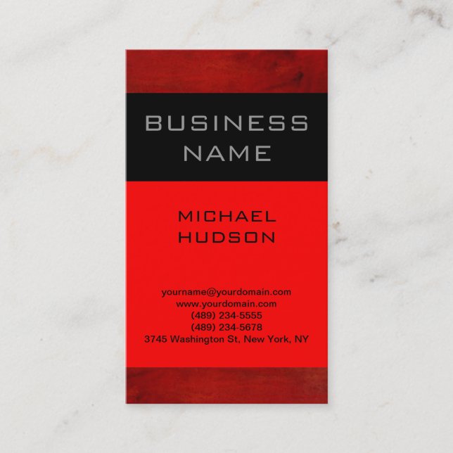 Simple Plain Red Black Consultant Business Card (Front)