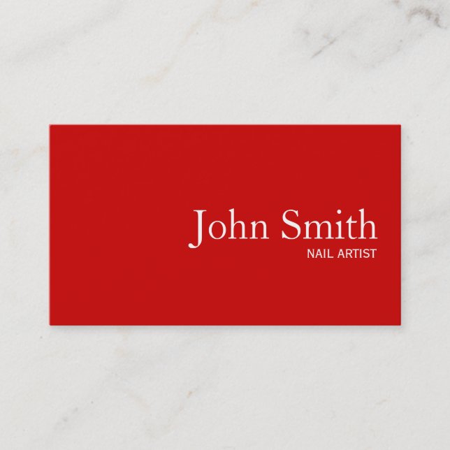 Simple Plain Red Nail Art Business Card (Front)