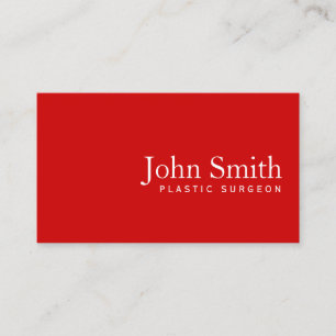 Simple Plain Red Plastic Surgeon Business Card