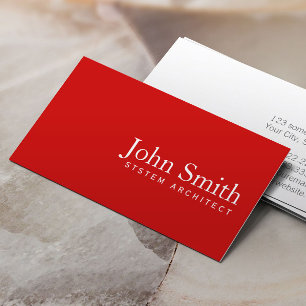 Simple Plain Red System Architect Business Card