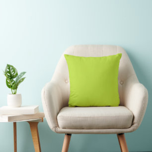 Simple plain solid colour bright acid green lime throw pillow