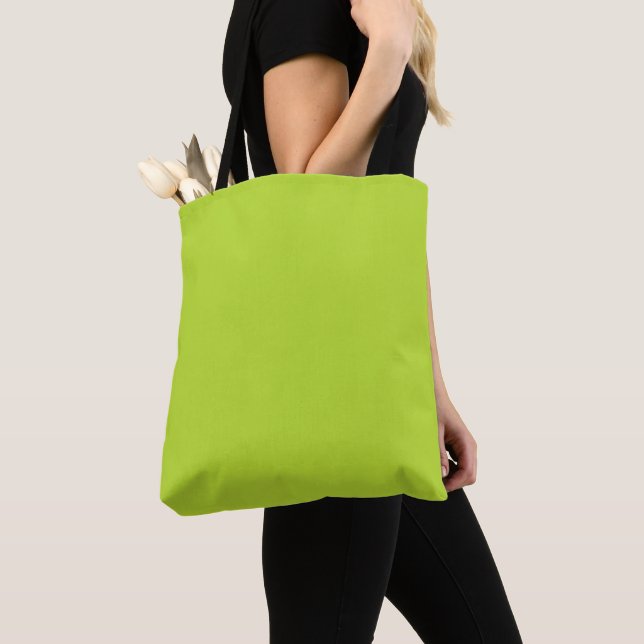 Simple plain solid colour bright acid green lime tote bag (Close Up)