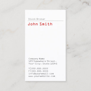 Simple Plain Stock Broker Business Card