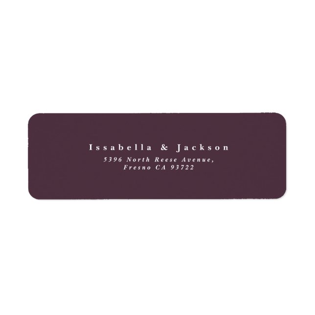 Simple Plain Text  Wedding Return Address (Front)
