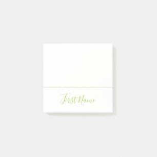 Simple, Plain, White Background w/ Green Name Post-it Notes