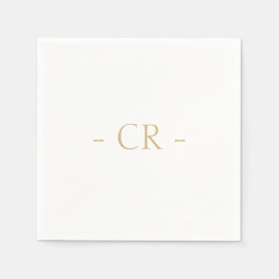 Simple Plain White Couple Initials Monogram Napkin
