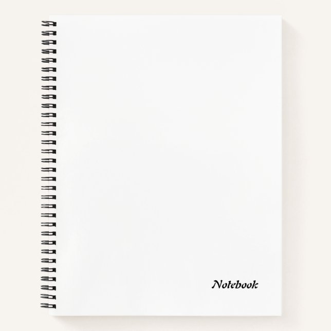Simple Plain White Customizable Name  Notebook (Front)