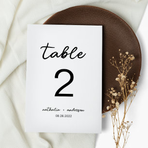 Simple Plain White Elegant Script Wedding Table Number