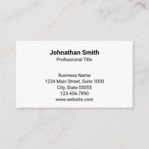 Simple Plain White Generic Design Template Business Card