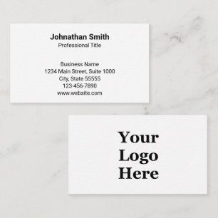 Simple Plain White Generic Design Your Logo Here Business Card
