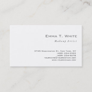 Simple Plain White Grey Makeup Artist Stylist Business Card