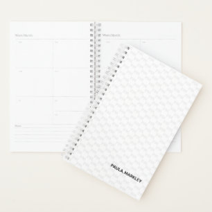 Simple Plain White Grey Monogram Modern Pattern Planner