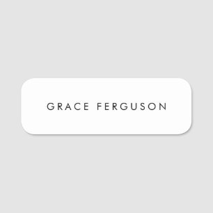 Simple Plain White  Name Tag