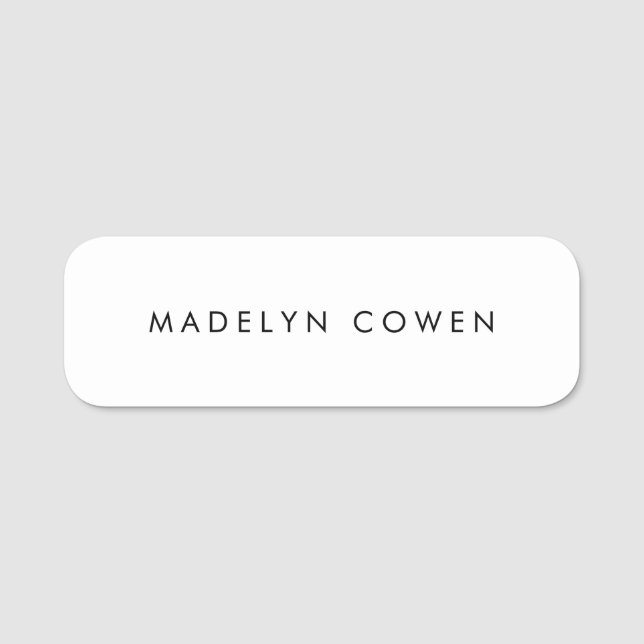 Simple Plain White  Name Tag (Front)