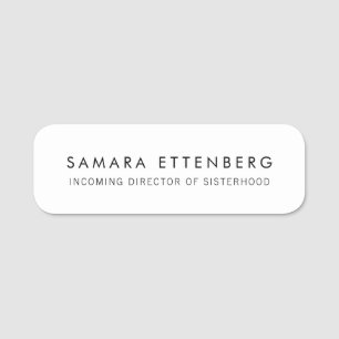Simple Plain White Name Tag