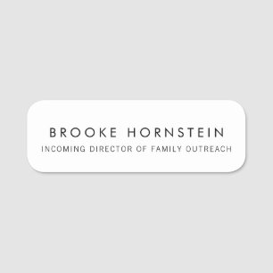 Simple Plain White  Name Tag