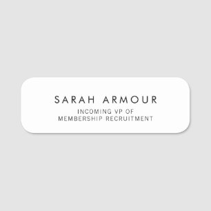 Simple Plain White  Name Tag