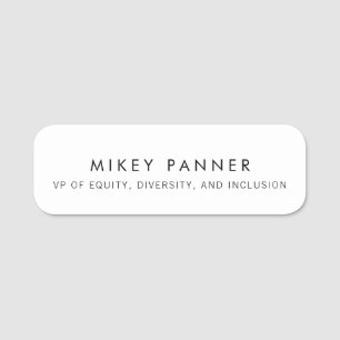 Simple Plain White Name Tag