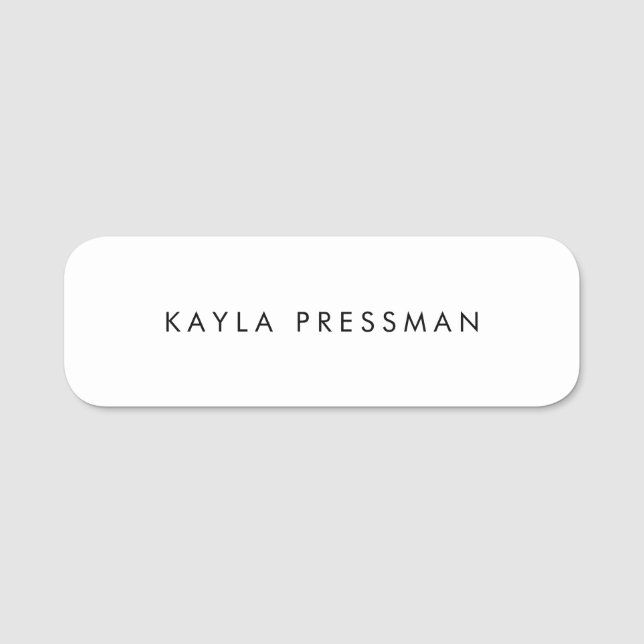 Simple Plain White  Name Tag (Front)