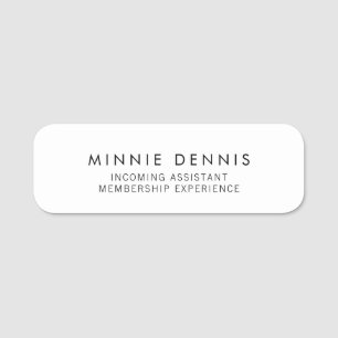 Simple Plain White  Name Tag