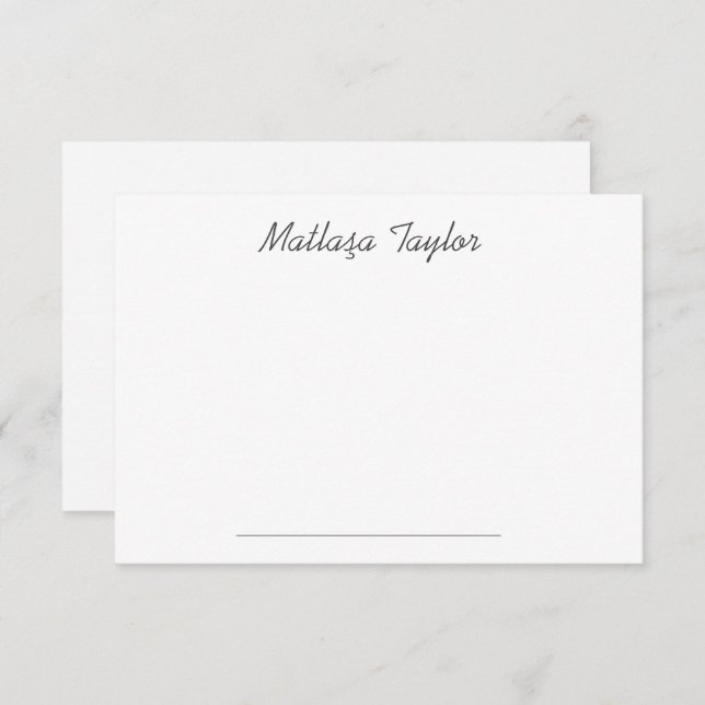 Simple Plain White Script Personalised  Card (Front/Back)
