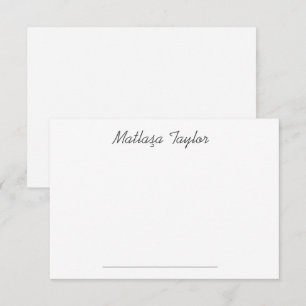 Simple Plain White Script Personalised  Card