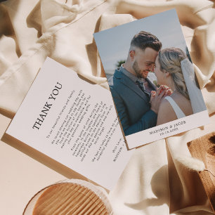 Simple Plain White With Photo Wedding Thank You Card