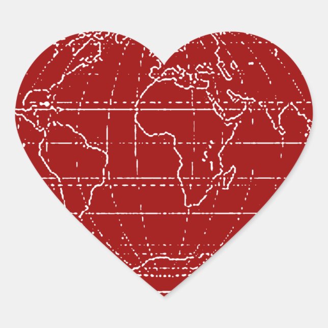 simple planisphere / maps heart sticker (Front)